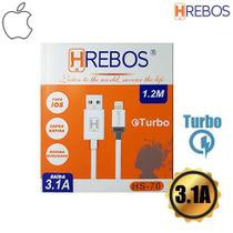 Cabo USB Lightning Emborrachado Fast 3.1A 1,2m Hrebos HS-70