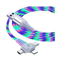 Cabo USB Luminous LED 3 Em 1 Para iPhone 14 13 pro Max Samsung Micro USB Tipo C Carregador