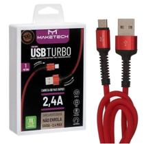 CABO USB MICRO USB ANDROID v8 2.4A TURBO RESISTENTE CA-174 VERMELHO MAKETECH