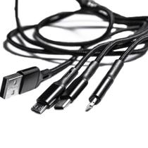 Cabo Usb Multifunção Tipo C / iPhone(compatível) / Micro Usb - Cb1120 Preto