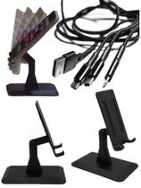 Cabo Usb Multifunção Tipo C/ iPhone(compatível)/ MicroUsb - Cb1120 Preto + SUPORTE P/CELULAR