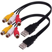 Cabo USB para 3RCA Yeworth 0,25 m USB macho para 3 RCA fêmea