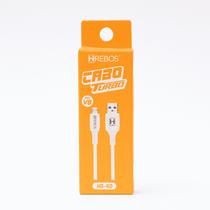 Cabo USB Para Micro USB V8 1 Metro Turbo Branco Hrebos HS-40