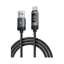 Cabo USB Para Tipo C De Carregamento Rápido 100W Com Display OLED, Cabo De Dados 6A Para iPhone 16