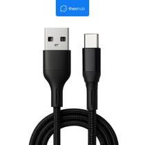 Cabo USB para TIPO C Nylon Trançado Carregamento Rápido 20W 3A 1m Preto Resistente