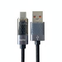 Cabo USB para TipoC Turbo 27W Basike com Display LED Digital e Design Transparente 1 Metro
