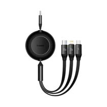 Cabo USB Retrátil 3 em 1 com Carregamento Rápido de 100W - iPhone, Samsung, Huawei, Honor e Tipo C