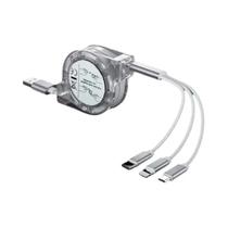 Cabo USB Retrátil 3 Em 1 Para Carregamento Rápido Tipo-C Para iPhone E Celulares Android