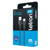 Cabo Usb Tipo C 18w Pvc 1m Preto Vq-d135 Letron