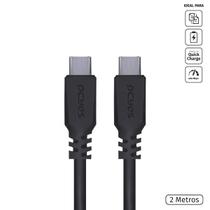 Cabo USB Tipo C 2.0 para USB Tipo C 2.0 2M Preto - PUCP-02 Cabo USB Tipo C 2.0 para USB Tipo C 2.0 2M Preto - PUCP-02