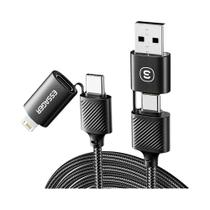 Cabo USB Tipo C 2 em 1 - Carregamento Rápido para Samsung, Xiaomi, Huawei e Apple