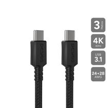 Cabo USB TIPO-C 3.1 P/ USB TIPO-C 3.1 - Preto - 3 Metros - NYLON - PUCP3P Cabo USB TIPO-C 3.1 P/ USB TIPO-C 3.1 - Preto - 3 Metros - NYLON - PUCP3P