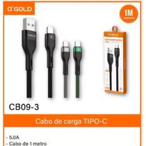 Cabo USB Tipo-C α'GOLD CB09-3 5A Turbo 1 Metro Preto