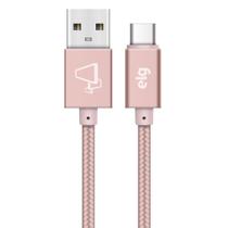 Cabo USB Tipo-C, Carga Rápida 15W 3A, Nylon Trançado Flat, Ultra Flexível, 1 metro, Rose Gold, TC10BRG, ELG Cabo USB Tipo-C, Carga Rápida 15W 3A, Nylon Trançado Flat, Ultra Flexível, 1 metro, Rose Gold, TC10BRG, ELG