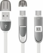 Cabo USB Tipo C e Micro USB Branco 1,5m Type-C Multilaser WI351 para Celular Smartphone Tablet