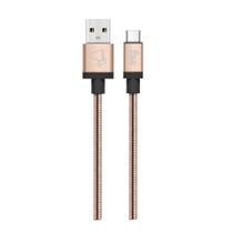 Cabo USB Tipo C em Aço Inox Ultra Resistente para Sincronização e Recarga 15W 3A com 1 metro Dourado INXC10GD ELG Cabo USB Tipo C em Aço Inox Ultra Resistente para Sincronização e Recarga 15W 3A com 1 metro Dourado INXC10GD ELG