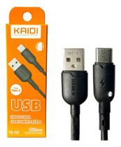 Cabo Usb Tipo C Kaidi 1m 3a Carregamento Rapido Resistente Cor:Preto Cabo Usb Tipo C Kaidi 1m 3a Carregamento Rapido Resistente Cor:Preto