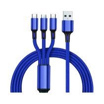 Cabo USB Tipo C Micro Lightning 3 Em 1 Com Carregamento Rápido, Cordão Trançado De Nylon Para