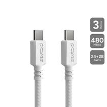 Cabo USB TIPO-C P/ USB TIPO-C 2.0 - Branco - 3M - NYLON - PUCC2-3B