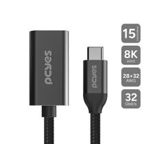 Cabo Usb Tipo-C Para Hdmi Fêmea 2.1 8K/60Hz - Preto - 15Cm - Nylon - Pucm-15P Cabo Usb Tipo-C Para Hdmi Fêmea 2.1 8K/60Hz - Preto - 15Cm - Nylon - Pucm-15P