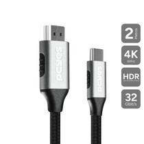 Cabo Usb Tipo-c Para Hdmi Macho 2.1 - Preto - 2m - Nylon - Puch2p