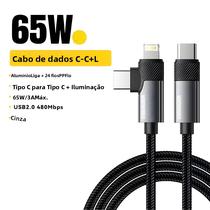 Cabo USB Tipo C Para Lightning 2 Em 1 Com Carregamento Rápido PD De 65W Para iPhone 15 16 pro Max Cabo USB Tipo C Para Lightning 2 Em 1 Com Carregamento Rápido PD De 65W Para iPhone 15 16 pro Max