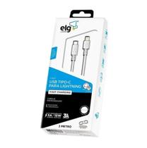 Cabo usb tipo c para lightning 3a 15w recarga e sincronizacao 1.0 mt elg tcl10 branco