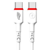 Cabo USB Tipo-C para Tipo-C C3Tech, 1 Metro, Corrente 3A, Carregamento Rápido, Revestido em PVC - CB-P100WH