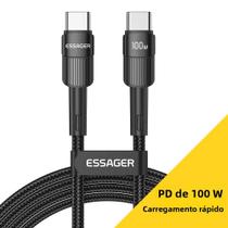 Cabo USB Tipo C Para USB C De 100W, Carregador Rápido Para Macbook, Samsung, Xiaomi, 3M Essager Cabo USB Tipo C Para USB C De 100W, Carregador Rápido Para Macbook, Samsung, Xiaomi, 3M Essager