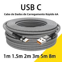 Cabo USB Tipo C Super Carregamento 6A Extensível 1m 2m 3m 5m 8m Para Huawei Xiaomi Vivo Leeco Cabo USB Tipo C Super Carregamento 6A Extensível 1m 2m 3m 5m 8m Para Huawei Xiaomi Vivo Leeco