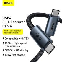 Cabo Usb Tipo C Thunderbolt 4 Baseus 40Gpbs Pd 100W Video 8K Cabo Usb Tipo C Thunderbolt 4 Baseus 40Gpbs Pd 100W Video 8K