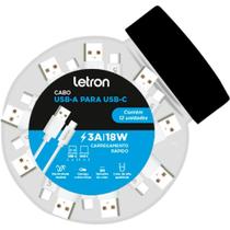 Cabo USB TIPO-C USB-A para USB-C 3A 18W Branco (pote com 12 Unidades)