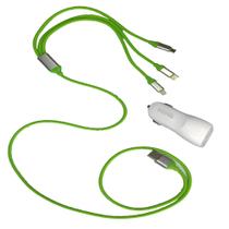 Cabo usb tipo c Verde com Plugin Turbo Carregador Veicular Usb c