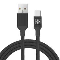 Cabo USB Type-C 2A Mais Mania Revestido em Nylon 2Metros Preto - 549 - Maismania