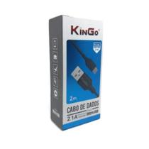 Cabo USB V8 Kingo Preto 2m 2.1A para Moto G8 Power Lite