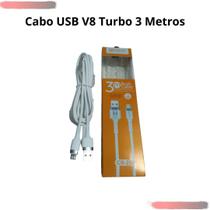 Cabo Usb V8 Samsung Compatível com modelos Galaxy A10 A30 J1 J2 J3 J4 J5 J7 J8 3 Metros Cor Branco