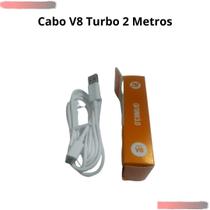 Cabo Usb V8 Turbo P/Motorola Moto E E3 E4 E5 G G2 G3 G4 G5 Moto X forte com 2 Metros Cor Branco