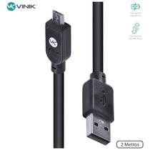 Cabo USB X Micro USB B 2.0 5 Pinos 2 Metros Preto - MUSB-2 - Vinik