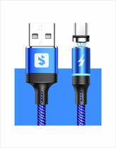 Cabo USB X Micro USB V8, 1 Metro, Nylon, Magnético, 2.4A Sumexr - SX-B16V8