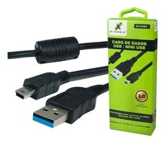 Cabo USB x Mini USB V3 p/ PS3 c/ Filtro 1,8m 3.0A X-CELL XC-CAB3