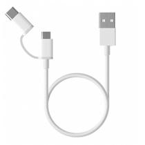 Cabo USB Xiaomi SJX01ZM Branco USB para Micro USB e USB C 30cm