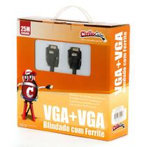 Cabo VGA Blindado com Ferrite - 25 Metros - Cirilo Cabos Cabo VGA Blindado com Ferrite - 25 Metros - Cirilo Cabos