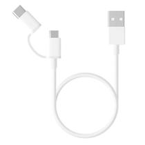 Cabo Xiaomi Micro USB + USB C SJX02ZM 1 Metro / 2 Em 1 - Branco