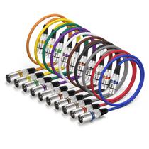 Cabo XLR EBXYA 60 cm, pacote com 10, 3 pinos, XLR balanceado, macho para fêmea