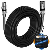 Cabo XLR Kxable 15m 22AWG, conchas de liga de zinco macho para fêmea