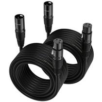 Cabo XLR NUOSIYA 7,6 m, 2 pacotes de cabos de microfone macho para fêmea