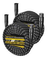 Cabo XLR VANDESAIL Long 75 pés, pacote com 2 unidades, nylon trançado, preto