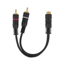Cabo Y 1 RCA Fêmea x 2 RCA Macho Preto 5mm 20cm Emborrachado Cabo Y 1 RCA Fêmea x 2 RCA Macho Preto 5mm 20cm Emborrachado