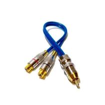 Cabo Y Plug Metal 5mm Linha Svart Transparente Azul 2 Fêmeas 1 Macho Proteção Interna Contra Ruídos Conector Rca