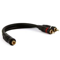 Cabo Y Rca 1 Fêmea RCA x 2 RCA Macho 20cm Preto Tblack